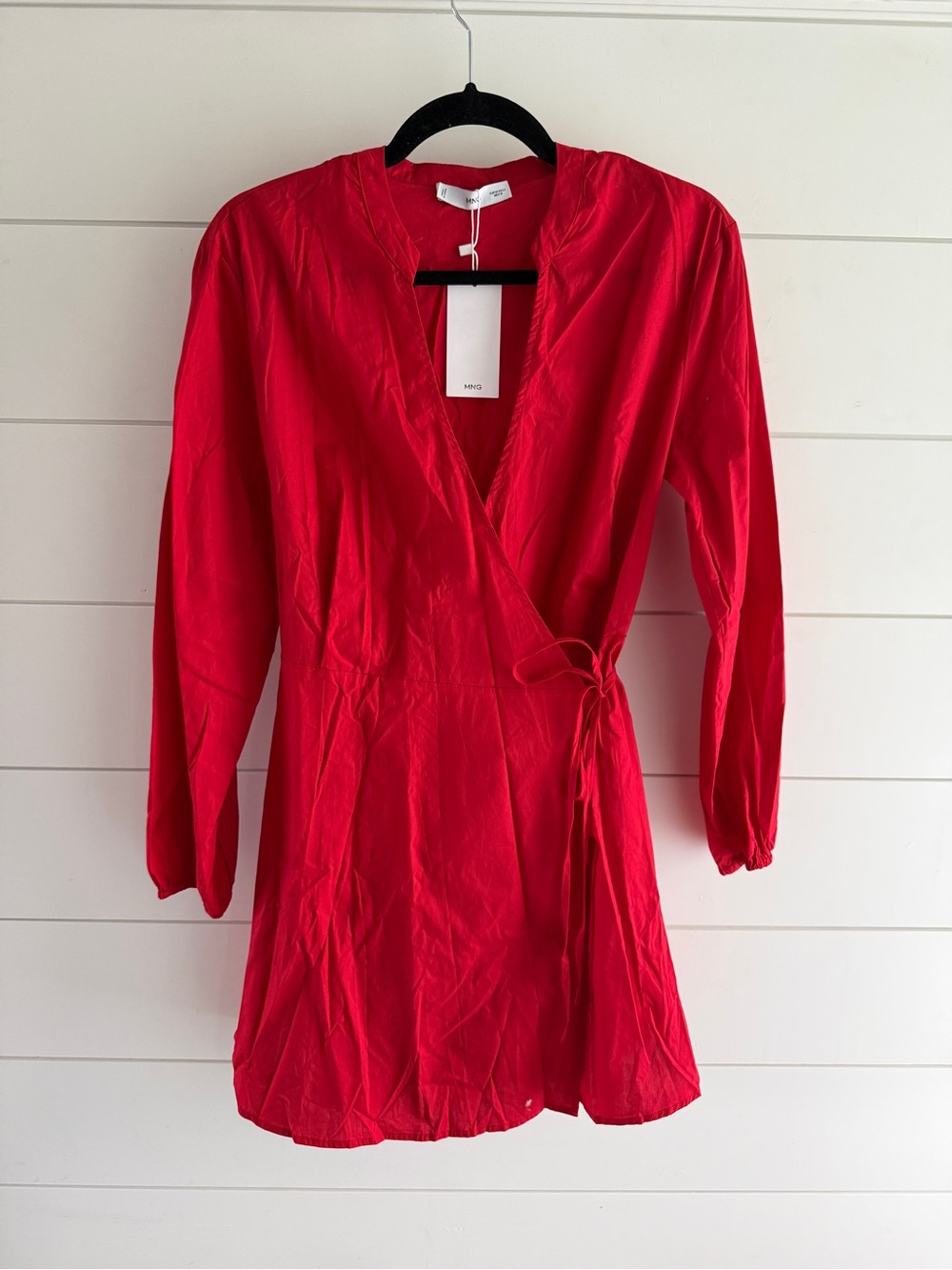 Mango NWT Red Wrap-Style Mini Dress, Size Medium